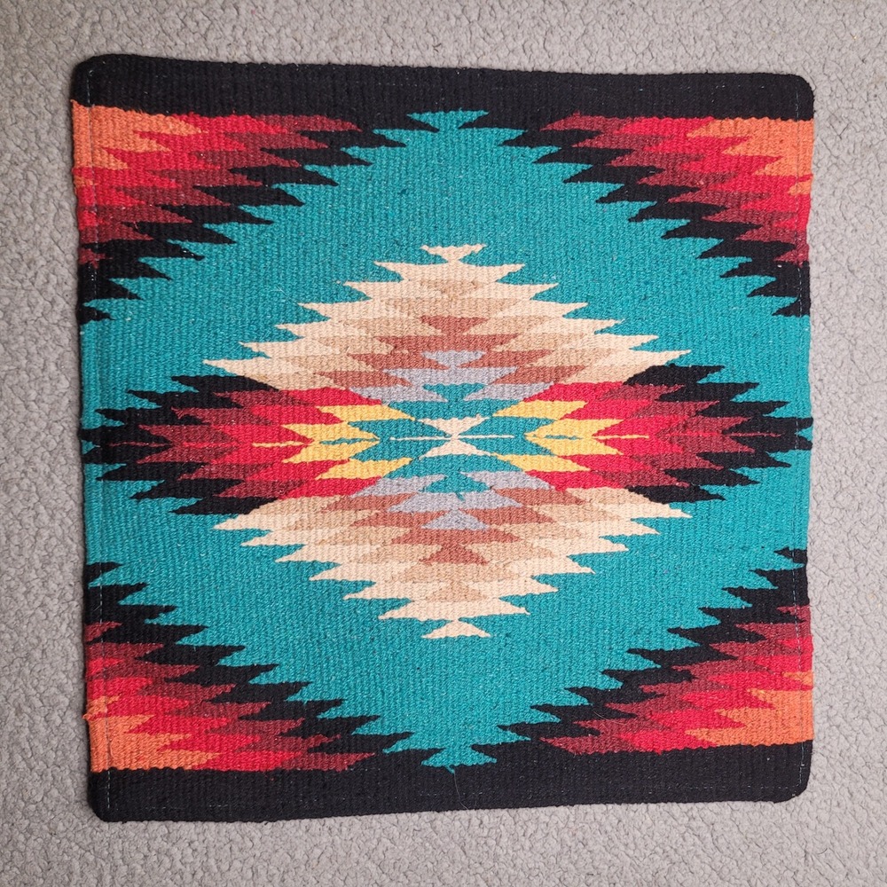 El Paso Saddleblanket Co Aztec Pillow Cover Turquoise Southwestern Kilim Woven